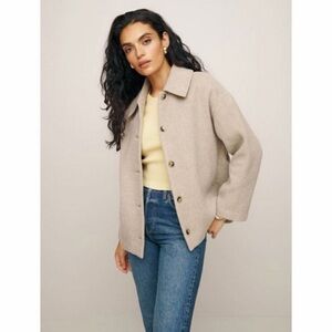 Reformation Rocky Oversized Shirt Jacket Light Beige Pea Coat